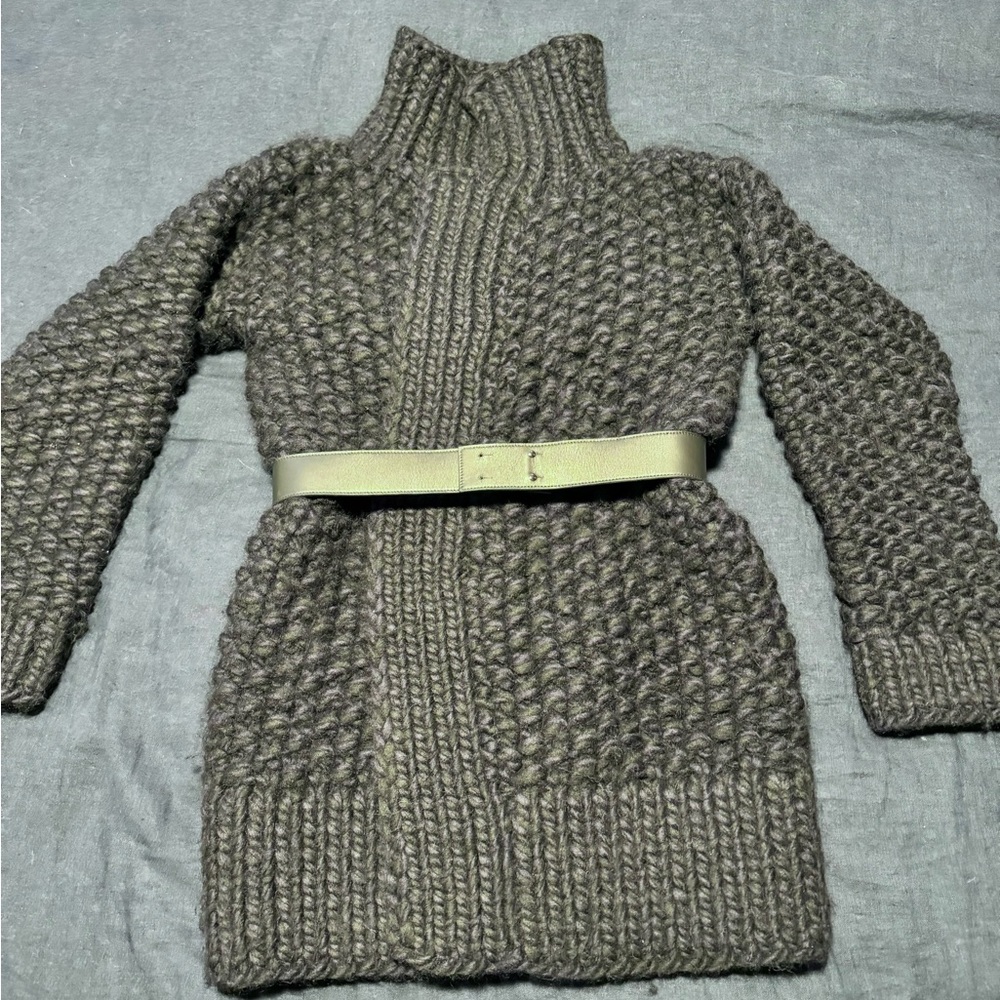 Authentic Hermes Hand-knit Belted Sweater Coat size 34 Small